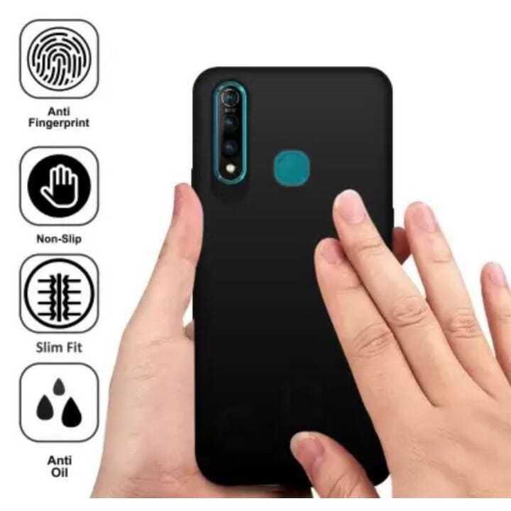 Vivo Z1 Pro, Exlusive Silicon Pudding With Anti Dust Plugs Shockproof Slim Back Cover Case - Black