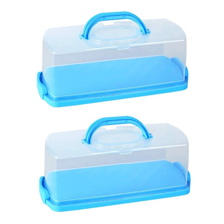 fasdaga 2X Portable Bread Box with Handle Loaf Cake Container Plastic Rectangular Food Storage Keeper Carrier 13Inch