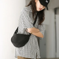 Moon Bag Solid Color Simple Canvas Dumpling One Shoulder Crossbody Messenger Bag For Women. 