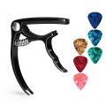 Guitar Capo Guitar Accessories Trigger Capo with 6 Free Guitar Picks for Acoustic and Electric Guitars - Also Ukulele and Banjo Capos (Black). 
