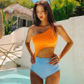 Pebbles Nepal Hot Spring Swimsuit Female Sexy Slim Belly Cover Hot Style Contrast Color One-piece For Women. 