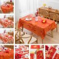 Durable Thickened Chinese New Year Table Cloth PEVA Oil-proof Tablecloth Waterproof Table Cover Home Decoration. 