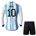 Argentina FIFA World Cup Home Qatar Messi 10 Printed Full sleeve Jersey With 2 Star Made In Thailand. 