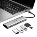 WiWU 5 in 1 Type-C Hub - Alpha 532ST | USB3.0 * 3 + Micro SD + TF Card Reader | 100% Genuine. 