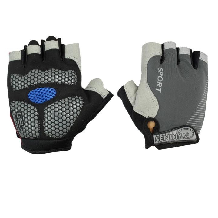 Grey Half Finger Gym Gloves For Men