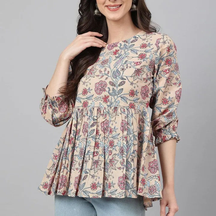 Shreem%20Beige%20Cotton%20Floral%20Print%20Peplum%20Top%20For%20Women%20-%20Image%202