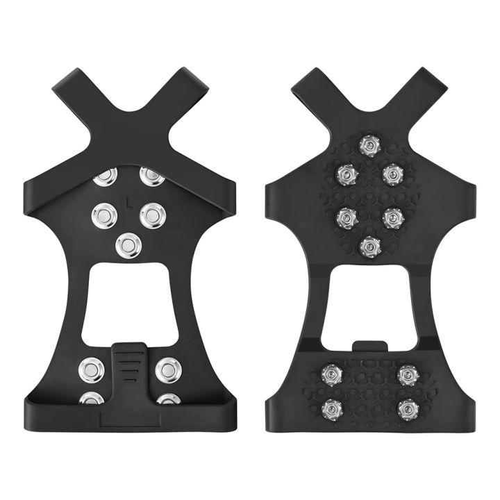 Outdoor Non-Slip Ice Snow Grips Cleat Crampons over Shoe/Boot Traction Cleat Slip-on Stretch Footwear Black (M)