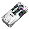 DX-08 Wireless Bluetooth 5.3 Headset Punk Mechanical Style Stereo E-Sports Gaming Headset Earbuds Silver. 