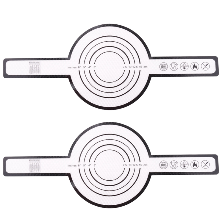 FORIDE 2X Silicone Baking Mat for Dutch Oven Bread Baking Non-Stick Baking Mat with Long Handle 8.3Inch Reusable Sheets Black