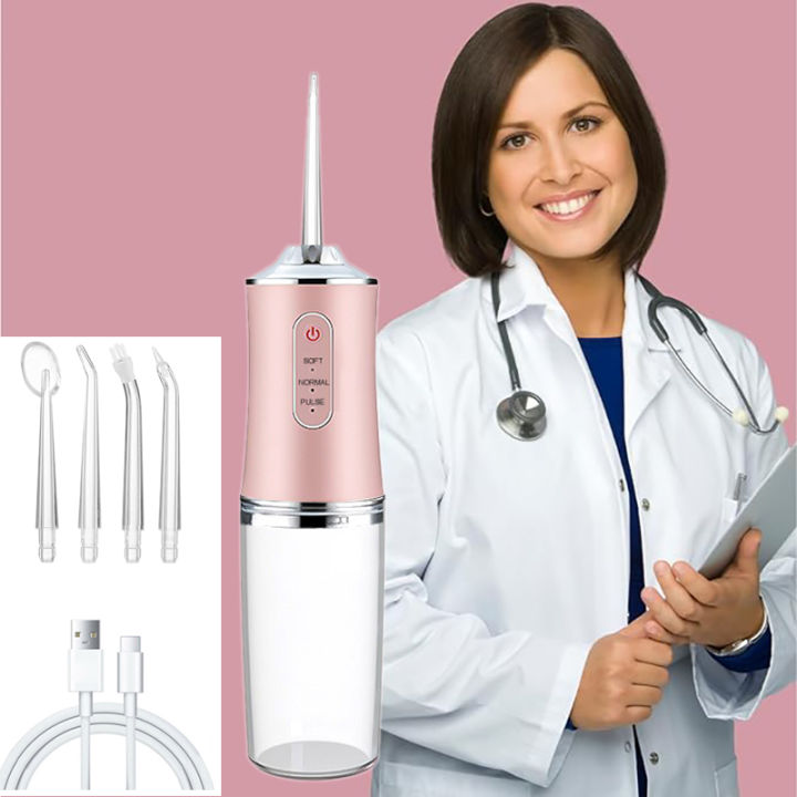 Portable oral water drill 4 Replaceable Jet Tips for family IPX7 Waterproof Electric Waterflos Oral Irrigator Water Flosser