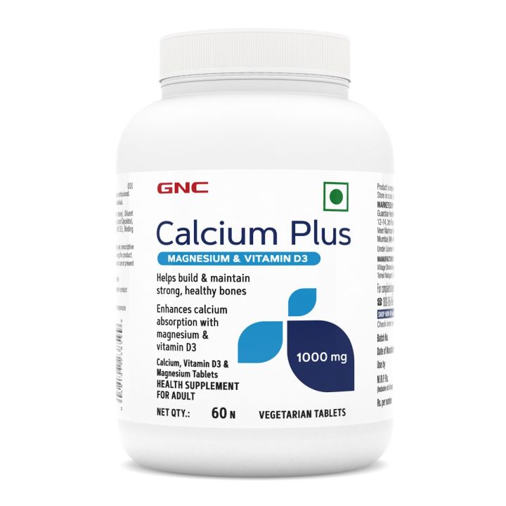 GNC Calcium Plus 1000mg With Magnesium & Vitamin D3- 60 Tablets For Strengthens Bones & Supports Strong Teeth