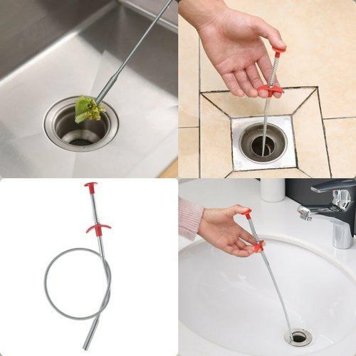 Hair Catching Drain Cleaner Wire Spring Sink Cleaning Stick Drain