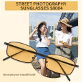 Kqueebee Vintage Sunglasses Women Men Rectangle Glasses Small Retro Shades sunglasses women S8004 black frame yellow. 