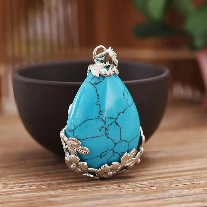 Vintage%20Reiki%20Healing%20Inlaid%20Flower%20Crystal%20Stone%20Necklaces%20Pendants%20Opal%20Turquoise%20Amethyst%20Agate%20Natural%20Quartz%20-%20Image%205
