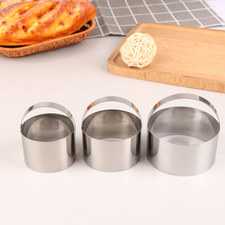 3Pcs/Set Round Biscuit Cutter With Handle DIY Stainless Steel Round Circle Doughnut Cutter Baking Molds 3 Size Baking Tool　JINBING