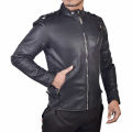 Men Fashion Solid Black Leather Jacket By  Bajrang. 