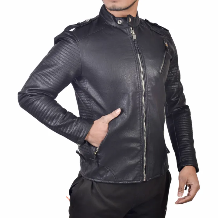 Men%20Fashion%20Solid%20Black%20Leather%20Jacket%20By%20%20Bajrang%20-%20Image%204