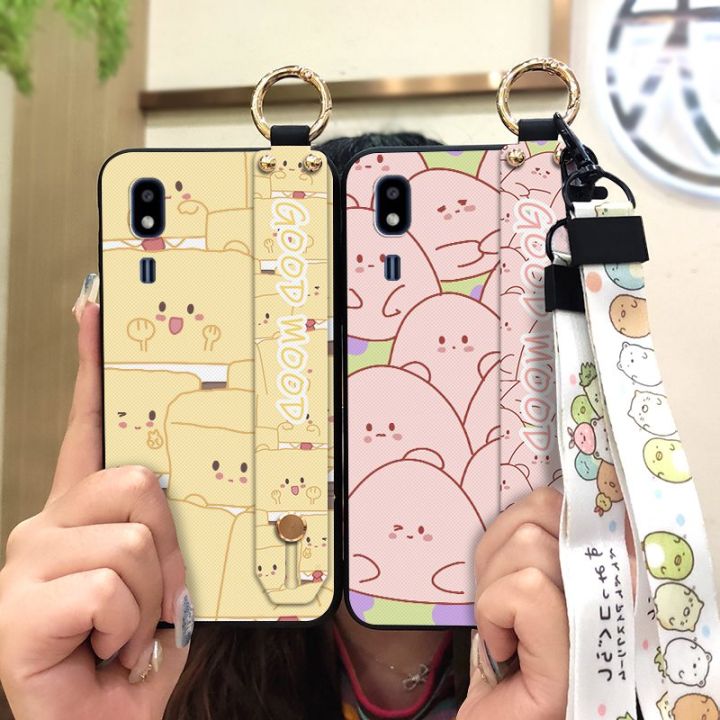 Cute Cartoon Phone Case For Samsung Galaxy A2 Core Anti-knock Dirt-resistant Lanyard Silicone Kickstand Back Cover ring