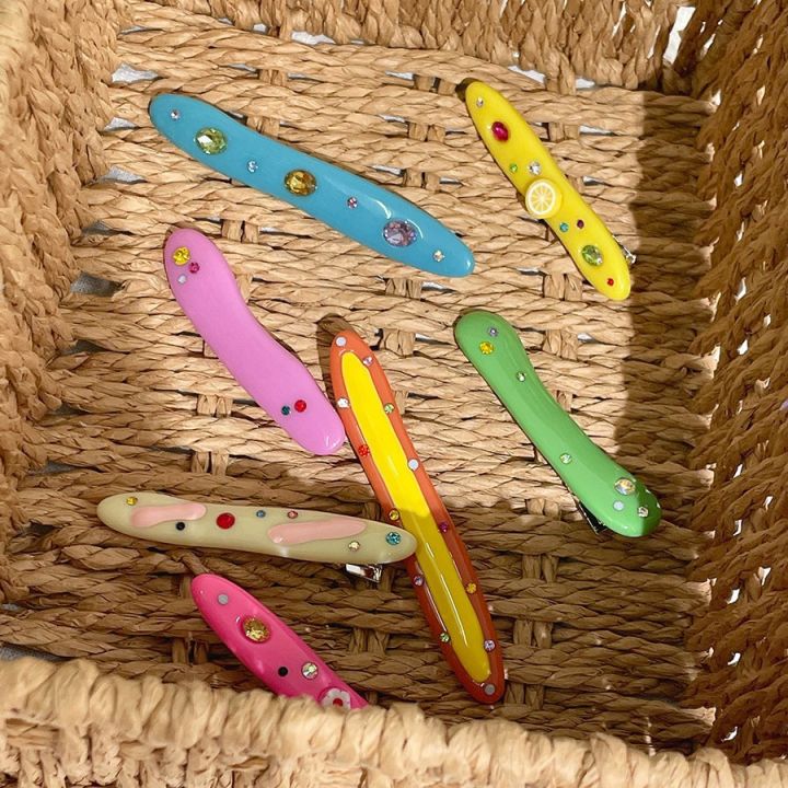 NanMuMu diamond-encrusted dopamine candy color bangs clip fruit cute girl rhinestone small hairpin side clip accessory