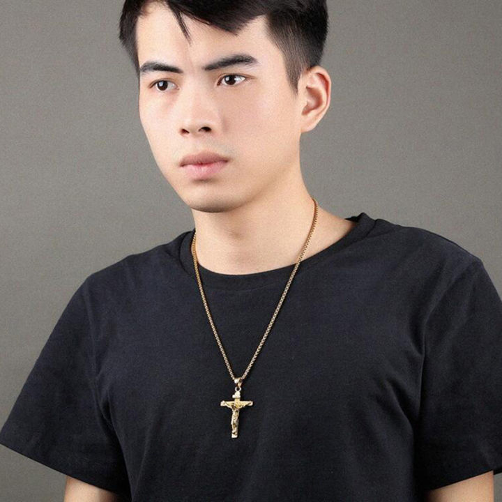 Mens%20Silver%20Stainless%20Steel%20Jesus%20Christ%20Crucifix%20Cross%20Pendant%20Necklace%20Chain%20ZHANGNA%20-%20Image%206