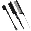 3Pcs Slicking Hair Brush Rat Tail Comb for Edge Back Grooming Slick Brush Set Teasing Brush Bristle Hair Brush. 