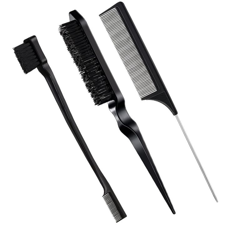 3Pcs%20Slicking%20Hair%20Brush%20Rat%20Tail%20Comb%20for%20Edge%20Back%20Grooming%20Slick%20Brush%20Set%20Teasing%20Brush%20Bristle%20Hair%20Brush%20-%20Image%207