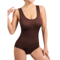 Slim fit Sleeveless Body Suit Round Neck Coffee Color M. 
