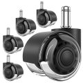 5 PCS Office Chair Wheels,Replacement Soft Mute Desk Caster Wheels Black Steel+Rubber for Work & Gaming Chair, Heavy Duty and Safe Rolling. 