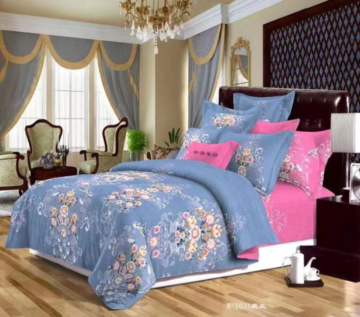 Lovely Leaves and Flowers King Size Cotton Bedsheet With 2 Piece Pillow Cover