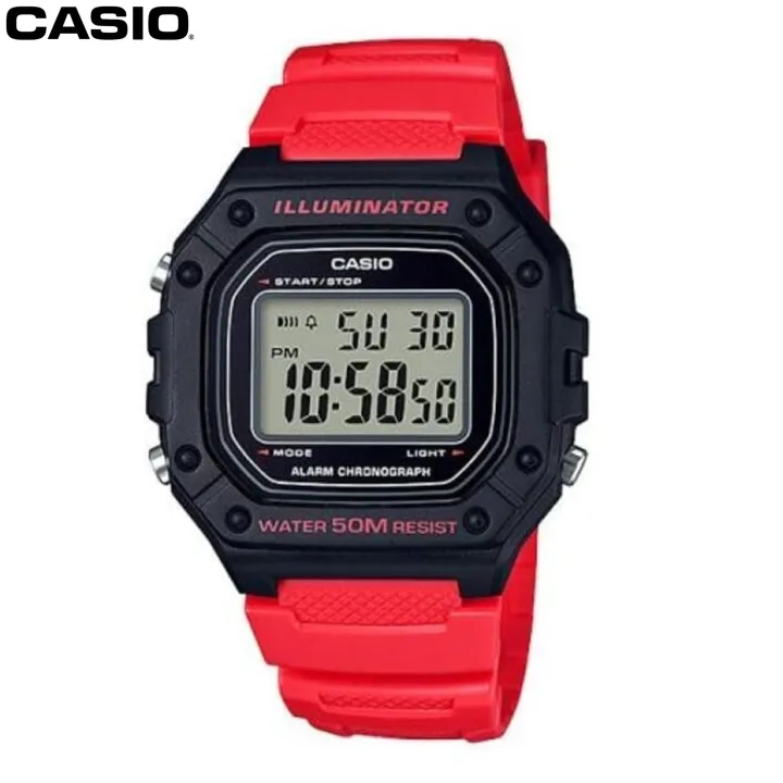 Casio Red Youth Digital Black Dial Watch For Men-W-218H-4BVDF | Daraz ...