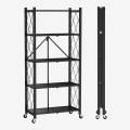 Heavy Duty Metal Wire 5 Layer Multifunctional Foldable Floor Standing Storage Rack. 