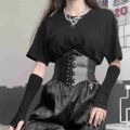 1Pcs Gothic Dark Lace Up Female Waist Corset Belt Wide PU Leather  Dress Belts jingu. 
