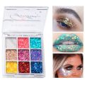 Diamond Glitter Sequins Eyeshadow Palette Green Silver Yellow Blue Eye Stage Makeup Festiuval Cosmetic 9 Colors Eye Shadow Tint 35g. 