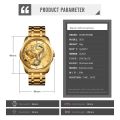 SKMEI 9193 Gold Dragon Quartz Luxury Stainless Steel Alloy Business Waterproof Wristwatches For Men | Dial Color May Differ. 