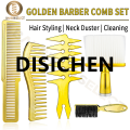 DISICHEN Professional Barber Hair Styling Comb Set Gold Hairdressing Neck Brush Electroplated Oil Head Comb For Men Salon Wide Tooth Comb Original. 