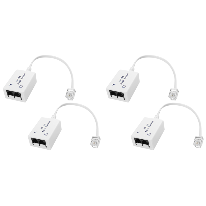(GGBR) 4Pcs DSL Filter Splitter ADSL Splitter for Phone Line Male to 2 Female RJ11 6P4C/6P2C Telephone Modem Converter Adapter