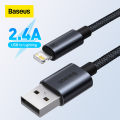 Baseus 2.4A USB Fast Charging Cable for iPhone 13 12 11 Pro Max XR X Mini 8 7 6s 6 5 Plus SE USB Data Sync Cable 1M. 