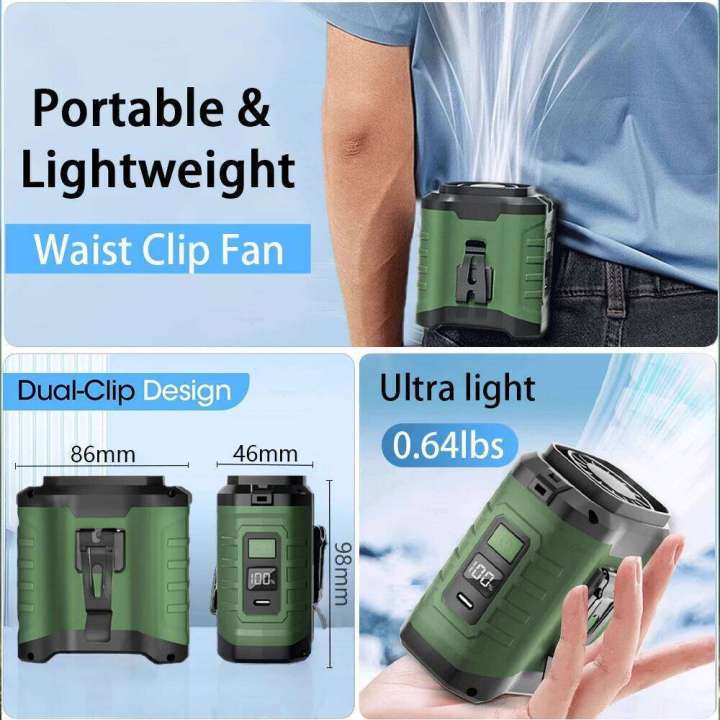 Portable%20Waist%20Hanging%20Neck%20Rechargeable%20Fan%20with%20Power%20Bank%20Digital%20Display%20for%20Sports%20Courier%20Outdoor%20Working%20-%20Image%205