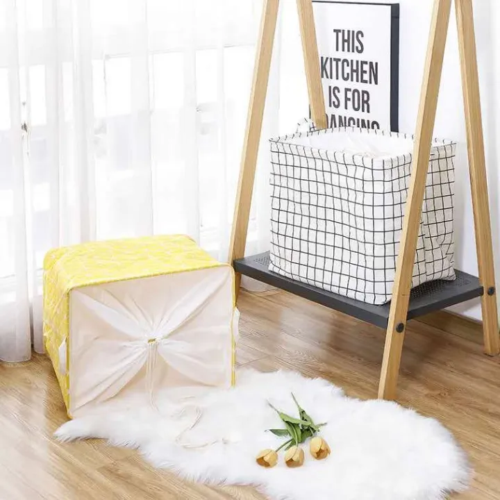 100L%20Capacity%20Cube%20Durable%20Quality%20Cotton%20Linen%20with%20PE%20Waterproof%20Coating%20Coating%20Laundry%20Basket%20Bag%20with%20Handles%20and%20Cover%20-%20Image%202