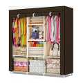 3 Layer Folding- Storage Wardrobe Model-88130 Portable Foldable Fabric Wardrobe Closet Storage Organizer For Clothes Rack Colour- Brown. 