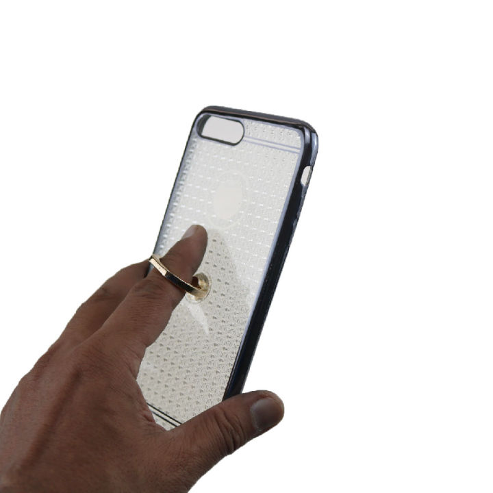 Ring Stent Case for Apple iPhone 8 Plus & iPhone 7 Plus Golden TPU Soft Cover