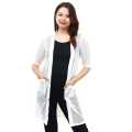 White Net Full Sleeve Pocket Design Outer For Women. 