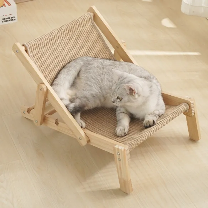 Durable Sisal Cat Scratcher Chair Adjustable Removable Cat Elevated Bed ...
