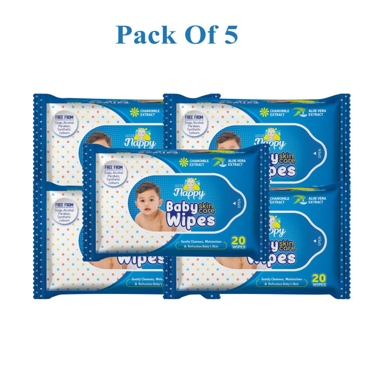Baba's Nappy Baby Wet Wipe (200x150mm), 20pcs Set of 5