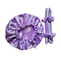 Double Layer Silk Reversible Bonnet With Adjustable And Silk Heatless Hair Curlers. 