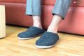 Handmade Charcoal Classic Wool Felt Slipper with Leather Sole. 
