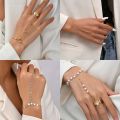 Boho Jewelry Layered Wrist Chain Hand Accessories for Women Girls Finger Ring Bracelet Linked Finger Slave Chain Hand Harness Bangle. 