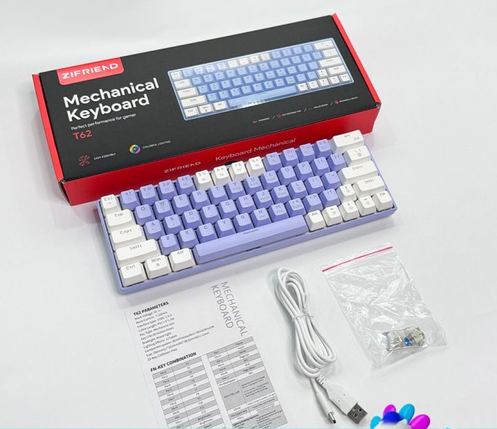 ZIFRIEND%20T62%20New%20Mechanical%20Keyboard%20Rainbow%20RGB%20Effect%2063%20Keys%20Hot%20Swappable%20Gaming%20Keyboards%20-%20Image%202