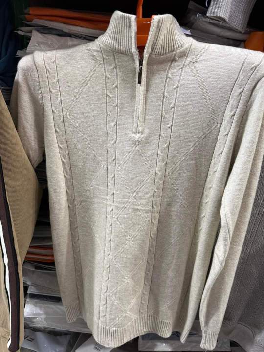 Autum%20Sweatwear%20Men's%20Warm%20Pullover%20Sweaters%20Solid%20Color%20Half%20Zipper%20Coats%20V-neck%20Long%20Sleeve%20Knitted%20Sweatshirts%20Winter%20Top%20-%20Image%202