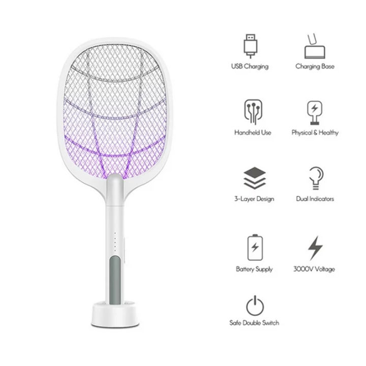 Silvertek 2000 MAH- Lithium Rechargeable Mosquito Killer Bat With Stand And UV Light